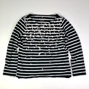 J. Crew crewcuts long sleeve tee t-shirt Breton stripes black white pink stars L